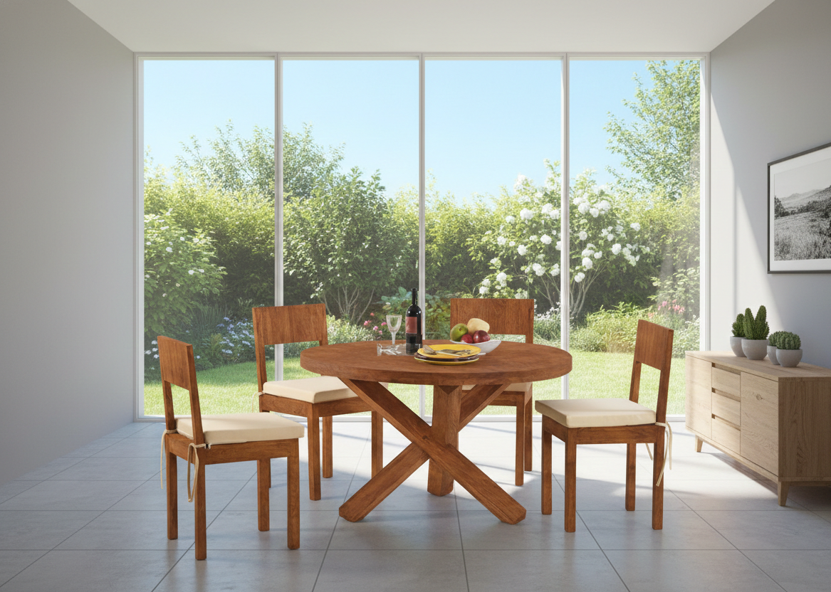 Sheesham Wood Round Table Dining Set