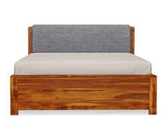 Elm Furniture Sheesham Wood Bed with Upholstered Headboard & Drawer Storage – Honey (King Size)