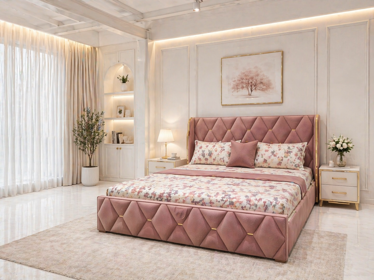 Aura Diamond Luxe Upholstered Bed