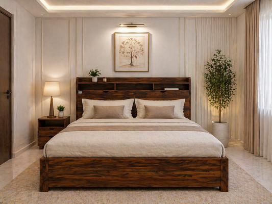 Walnut Luxe Storage Bed
