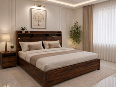 Walnut Luxe Storage Bed