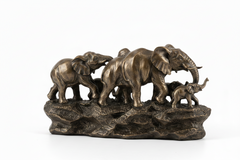 Antique Bronze Elephant Family Sculpture