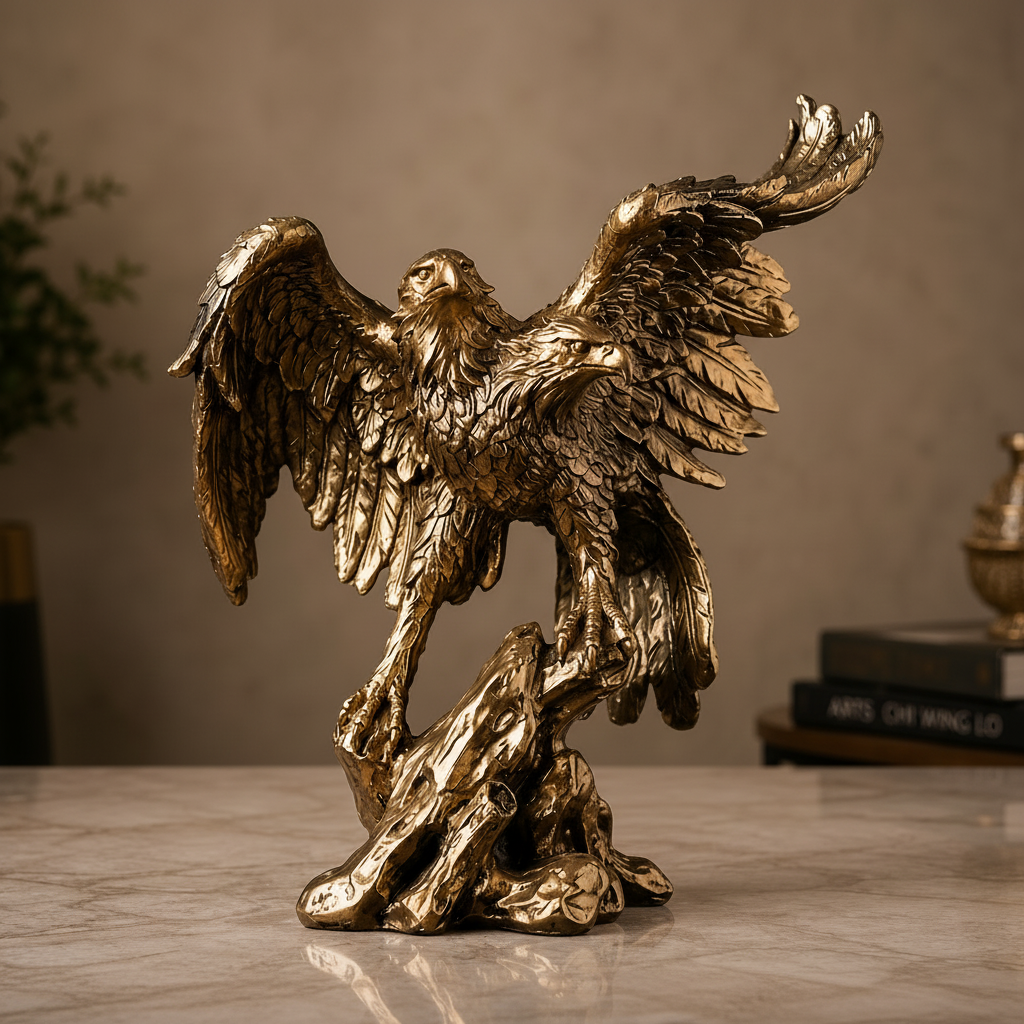 Majestic Golden Eagle Sculpture – Luxury Wildlife Decorative Showpiece