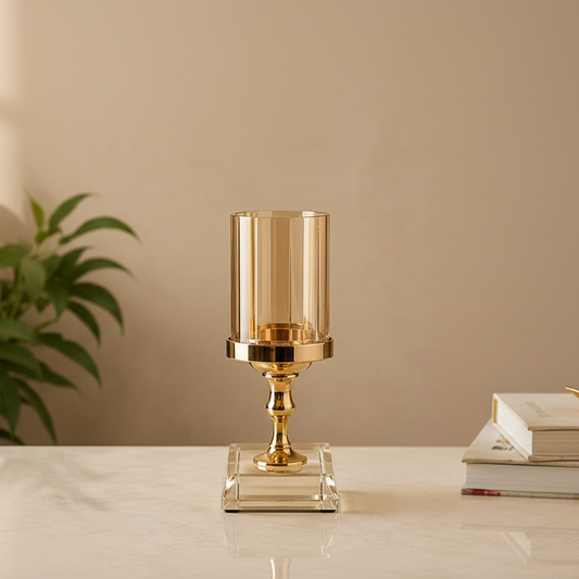 Luxury Gold Glass Hurricane Candle Holder