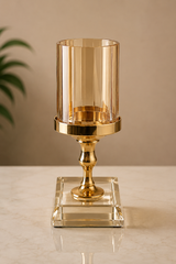 Luxury Gold Glass Hurricane Candle Holder