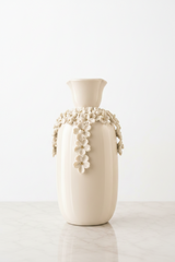 Elegant White Floral Embossed Ceramic Vase