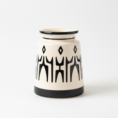 Contemporary Geometric Ceramic Storage Jar
