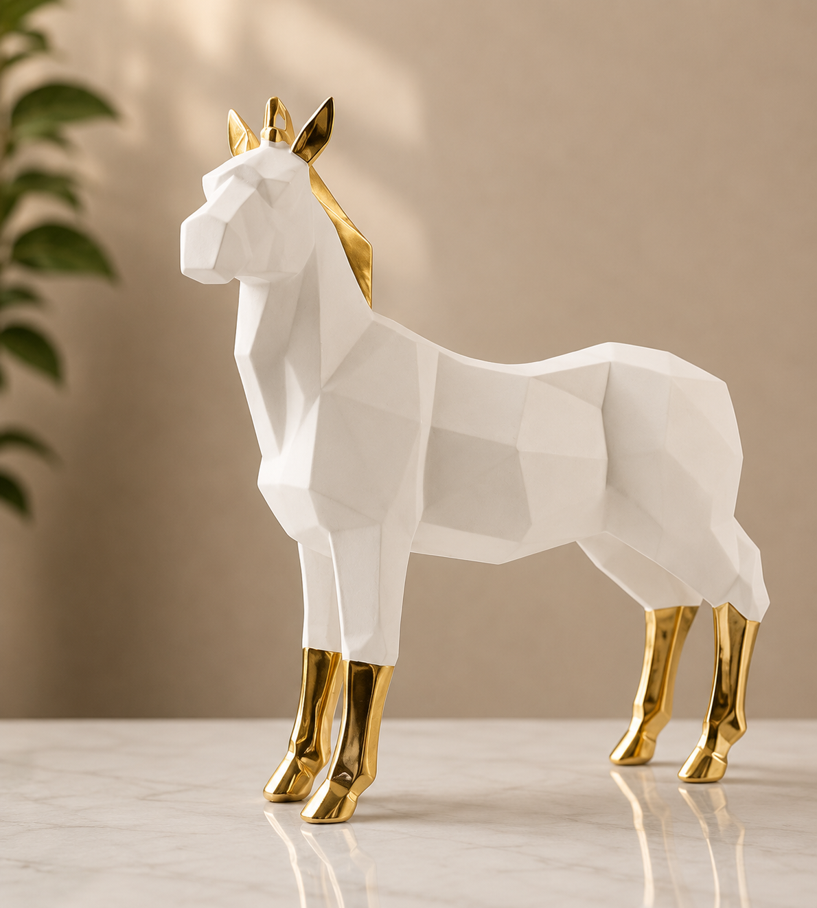 Modern Geometric Unicorn Decorative Sculpture
