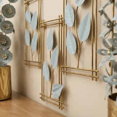 Luxury Gold & Silver Metal Leaf Wall Art Panel
