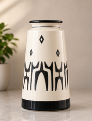 Contemporary Black & White Geometric Ceramic Vase