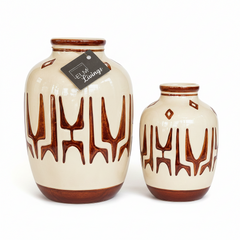 Modern Tribal Ceramic Decorative Vase Set (Set of 2)