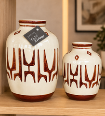 Modern Tribal Ceramic Decorative Vase Set (Set of 2)