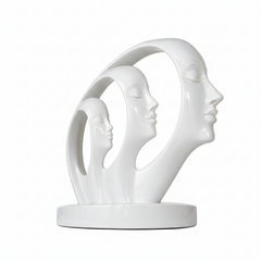 Modern Abstract Couple Face Decorative Sculpture