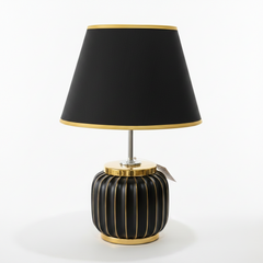Modern Ribbed Ceramic Table Lamp with Fabric Shade