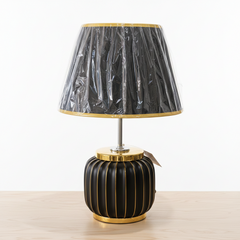 Modern Ribbed Ceramic Table Lamp with Fabric Shade