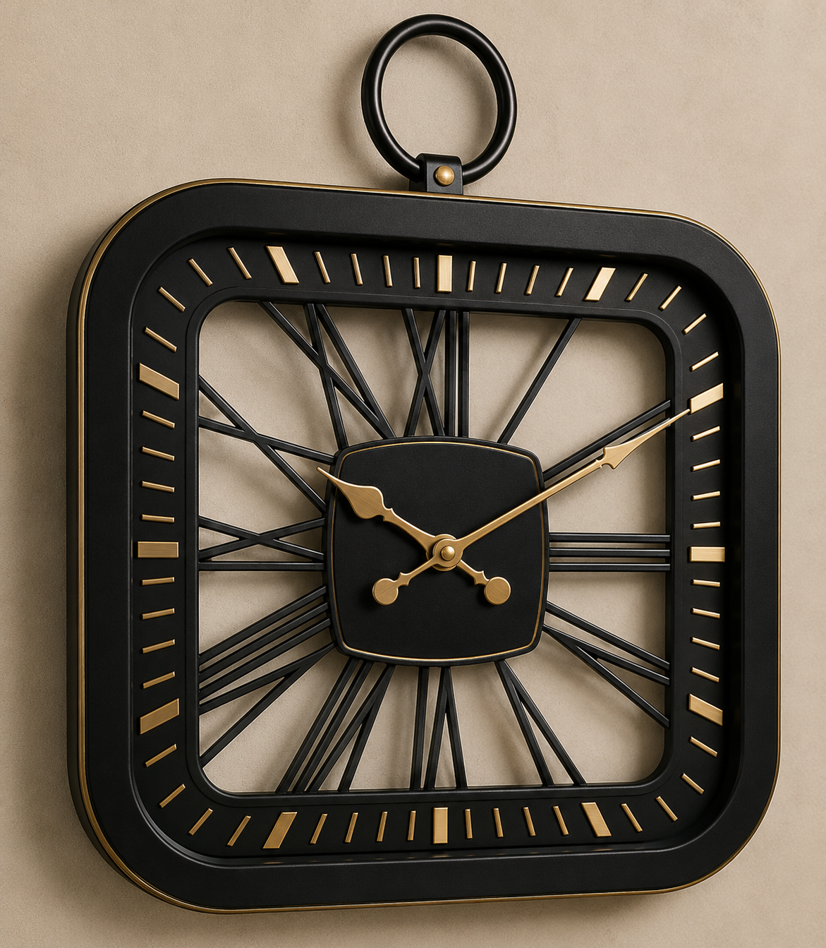 Vintage Industrial Square Wall Clock
