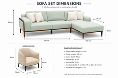 Modern Scandinavian Sage Green Fabric Sectional Sofa with Right-Hand Chaise and Designer Accent Chairs