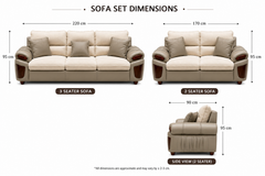 Royal Milano Luxury Dual-Tone Premium Fabric & Leatherette Living Room Sofa Set with Designer Wooden Accents