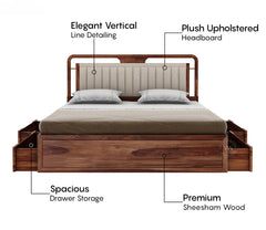 ELM Furniture Premium Sheesham Wood King Size Bed with Spacious Drawer Storage | Solid Wood Storage Bed for Home & Bedroom, Durable Wooden King Drawer Bed, 208.28 cm × 190.5 cm (6.83 ft × 6.25 ft)