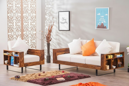 Sheesham Wood Cubex Storage Sofa Set