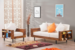 Sheesham Wood Cubex Storage Sofa Set