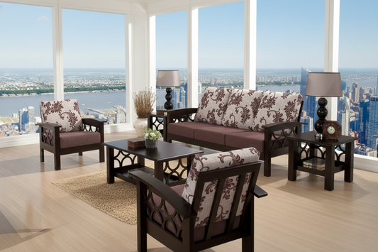 Sheesham Wood Ebony Bloom Sofa Set