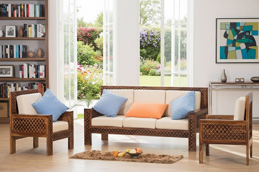 Sheesham Wood The Royal Lattice Collection Sofa Set