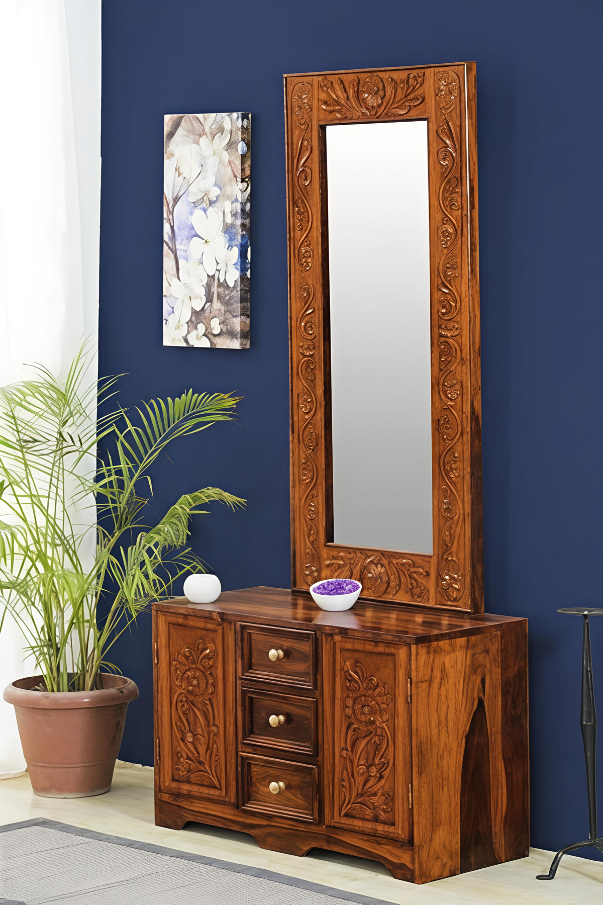 Sheesham Wood Golden Teak Manor Dressing Table