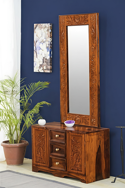 Sheesham Wood Golden Teak Manor Dressing Table