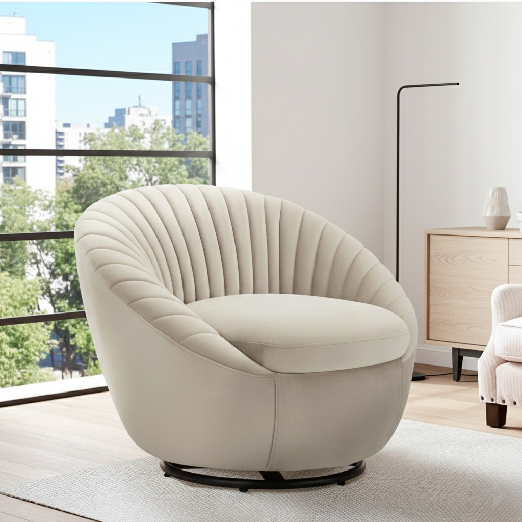 The "Aura" Swivel Accent chair (Beige)