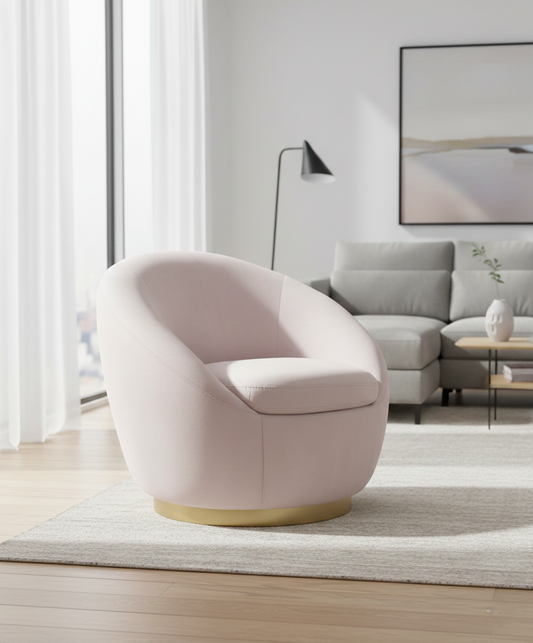 The "Aura" Swivel Accent chair (Baby Pink)