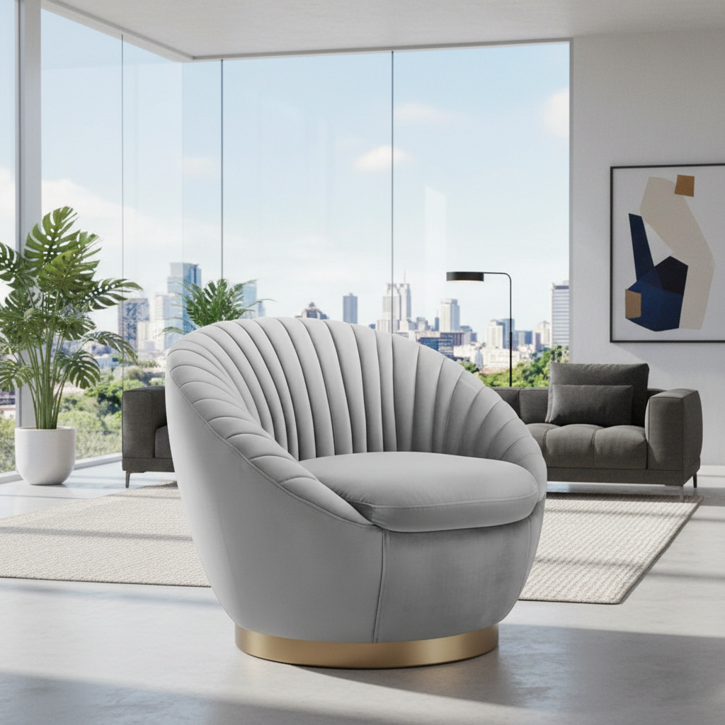 The "Aura" Swivel Accent chair (Grey)