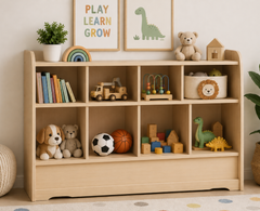 Scandinavian Natural Wood Kids Toy Storage & Display Unit