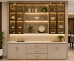 Luxury Glass Door Crockery Unit