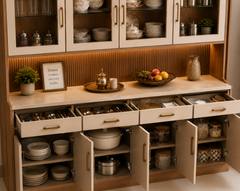 Elegant Glassware Showcase Cabinet