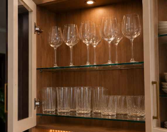 Elegant Glassware Showcase Cabinet