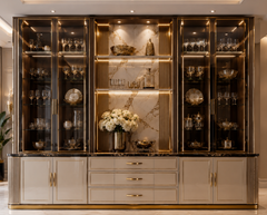 Ultra Luxury Gold-Trim Crockery Drawer Unit