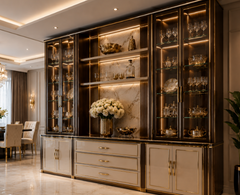 Ultra Luxury Gold-Trim Crockery Drawer Unit