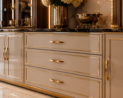 Ultra Luxury Gold-Trim Crockery Drawer Unit