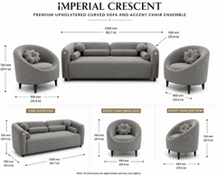 Imperial Crescent Premium Upholstered Curved Sofa and Accent Chair Ensemble