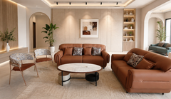 Aurelio Luxe Premium Genuine Leather 3+2 Seater Contemporary Living Room Sofa Set with Sculpted Rolled Armrests, Deep Comfort Cushions, and Modern Designer Silhouette