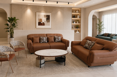 Aurelio Luxe Premium Genuine Leather 3+2 Seater Contemporary Living Room Sofa Set with Sculpted Rolled Armrests, Deep Comfort Cushions, and Modern Designer Silhouette