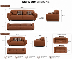 Aurelio Luxe Premium Genuine Leather 3+2 Seater Contemporary Living Room Sofa Set with Sculpted Rolled Armrests, Deep Comfort Cushions, and Modern Designer Silhouette