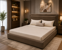 Veloura Royale Premium Upholstered Platform Bed with Contemporary Curved Wingback Headboard and Luxury Soft-Touch Fabric Finish