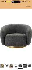 Luxury Swiss Accent Chair Black  360 Degree Rotatable Arm Chair With Ultra Soft and Confortable Lounge Premium Textured Fabric (sand)