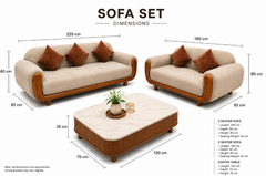 Aurelia Luxe Twin Seater Sofa Set with Solid Wood Accent Frame