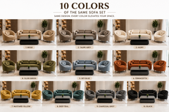 Imperial Crescent Premium Upholstered Curved Sofa and Accent Chair Ensemble
