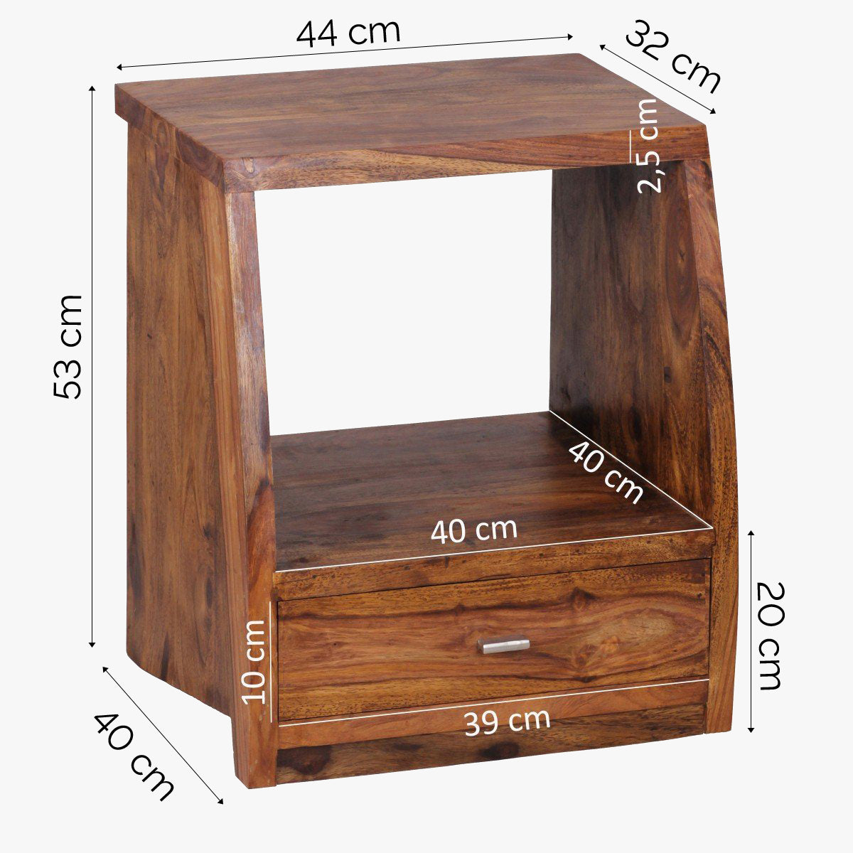 Sheesham Wood EdgeNest BedSideTable