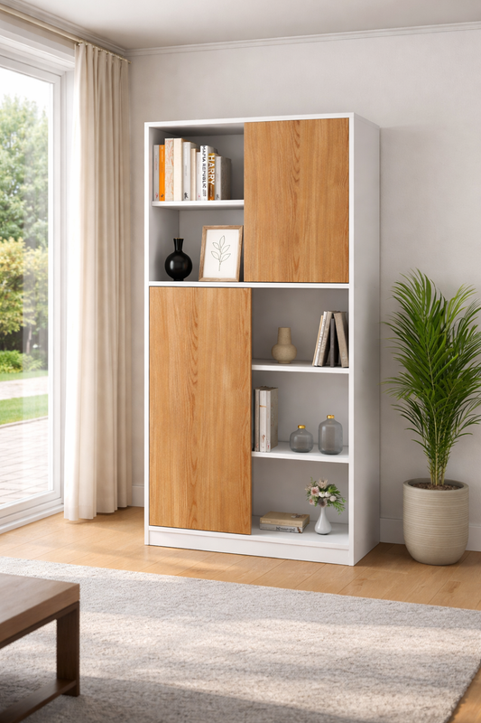 Elegant Urban Style Wooden Library Rack Unit