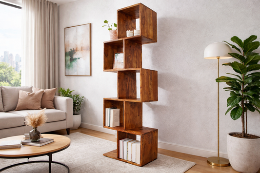 Solid Wood Tetra Twist BookShelf